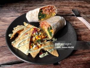 Vegan Burrito and chips