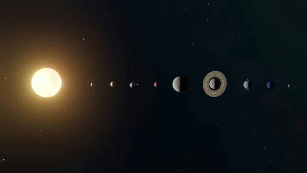 Stunning depiction of the solar system featuring planets and the sun in space. sagittarius