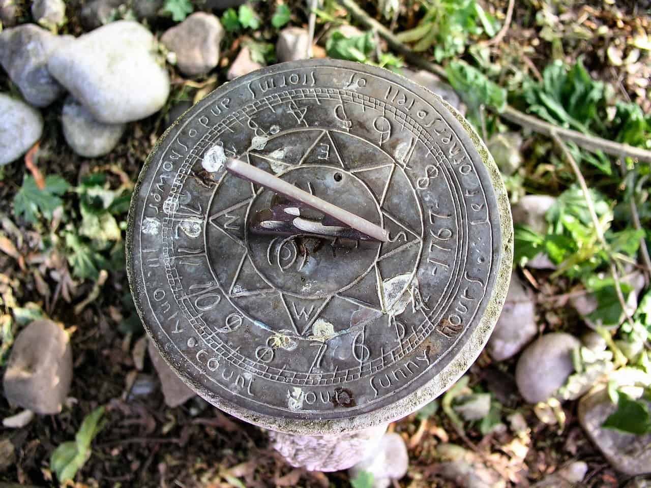 sundial, garden, nature, time