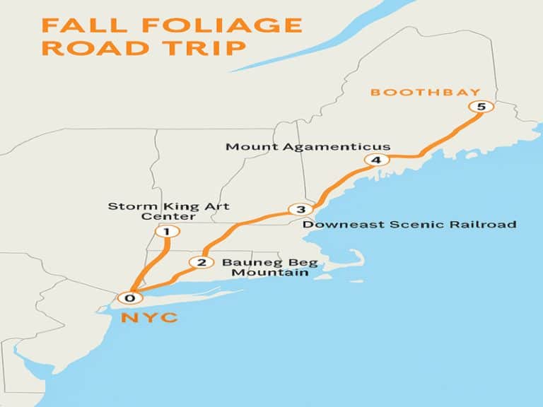 East Coast Fall Road Trip map.