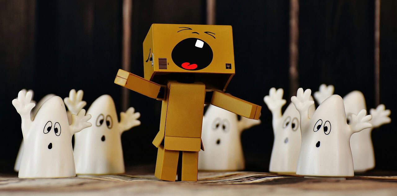 danbo, ghosts, fear, cry, run away, fun, fear, fear, fear, fear, fear, cry, run away