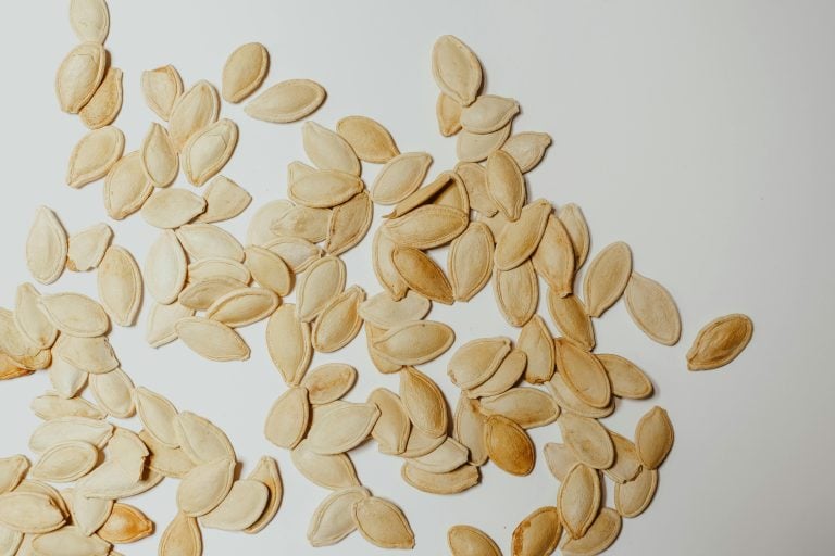This is a photograph of pumpkin seeds. A pumpkin seed addition can be great in a fall recipe.